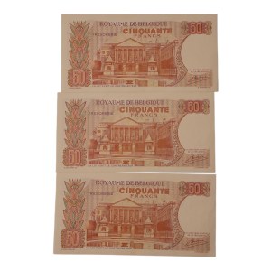 Belgique 1966 50 Francs Lot (3 Pièces) Billets de banque