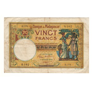 Madagascar 1937-47 20 Francs Banknote