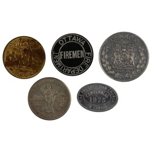 Lot Tokens & Medallions Ottawa, Hyvis Oil Etc, Church (5 Pieces)
