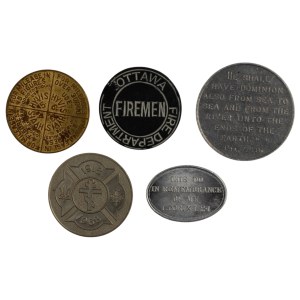 Lot Tokens & Medallions Ottawa, Hyvis Oil Etc, Church (5 Pieces)