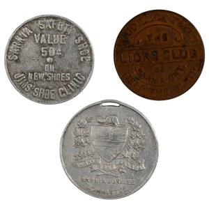 Canada Sarnia Ontario 1927, 1937 Médaillons, Jims Shoe Clinic 50 cents (3 Pièces)