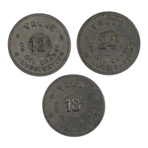 Canada Hamilton Ontario Shorer's Service Station 12, 18, 24 Cent Merchant Tokens (3 Pieces)