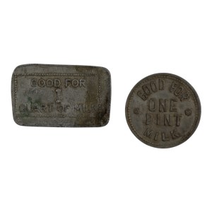 Canada Fairholme Dairy Clinton &amp; S. h. Perks Claraday Milk Tokens (2 pièces)
