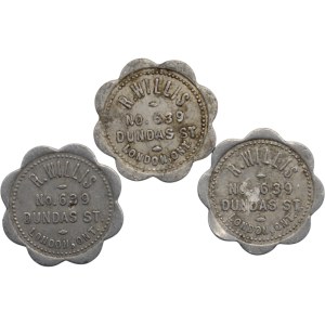 Canada London Ontario R. Willis 1 Loaf of Bread Merchant Tokens (3 Pieces)