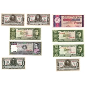 Bolivia 1928-85 Banknote Lot (9 Pieces)