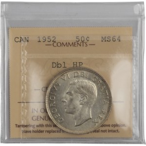 Canada 1952 50 Cent Double HP