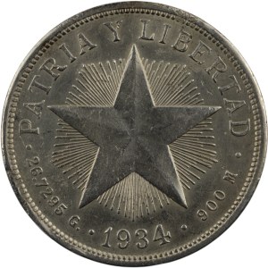 Cuba 1934 Silver 1 Peso