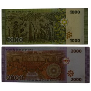 Syria 2013-18 2000 & 1000 Pounds Banknote