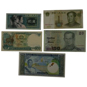 Mixed World China , Thailand , Laos Banknotes (5 Pieces)