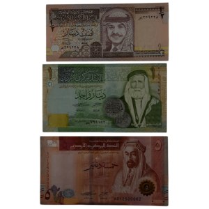Jordan 1995-2022 5/1/1 Dinars Banknotes (3 Pieces)