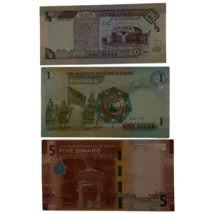 Jordan 1995-2022 5/1/1 Dinars Banknotes (3 Pieces)