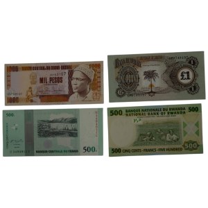 Gemischte Welt Guinee-Bissau , Ruanda, Burma, Kongo Banknoten (4 Stück)