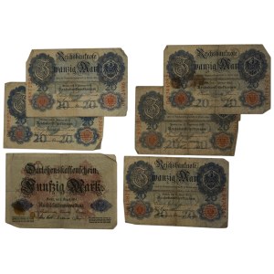 Germany 1908-14 Key Dates Banknotes (6 Pieces)