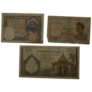 Mixed World Algeria,Cambodia, Indo China Banknotes (3 Pieces)