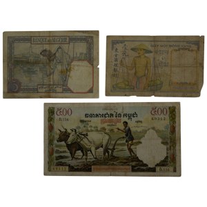 Mixed World Algeria,Cambodia, Indo China Banknotes (3 Pieces)