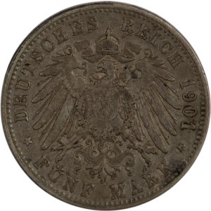 Germany 1901 G Silver 5 Mark Baden