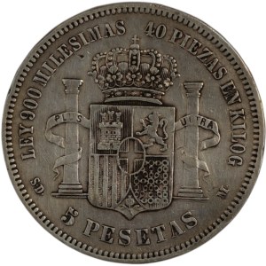 Spain 1871 (18-71) SDM 5 Pesetas