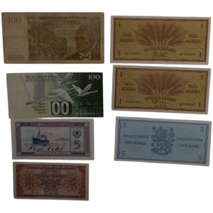 Mixed World Finland, Albania, Belgium Banknotes (7 Pieces)