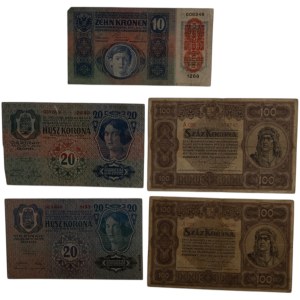 Hungary 1913-20 Banknotes (5 Pieces)