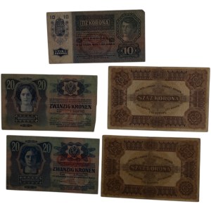 Hungary 1913-20 Banknotes (5 Pieces)