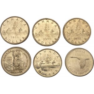 Canada 1954-1967 Lotto di dollari d'argento (6 pezzi)