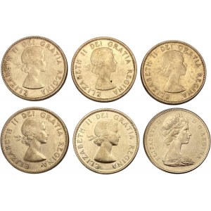 Canada 1954-1967 Lotto di dollari d'argento (6 pezzi)