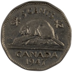 Canada 1947 5 Cents Dot