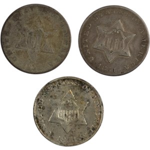 United States 1851-1853 Silver 3 Cents (3 Pieces)