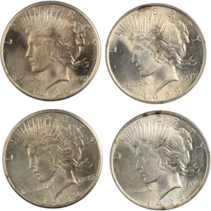 United States 1922-1925 Peace Silver Dollars (4 pieces)