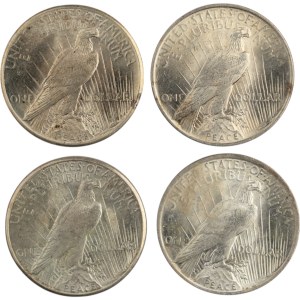 United States 1922-1925 Peace Silver Dollars (4 pieces)