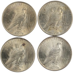 United States 1922-1925 Peace Silver Dollars (4 Pieces)