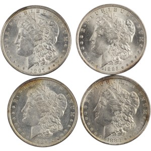 United States 1883-1897 Morgan Silver Dollars (4 Pieces)