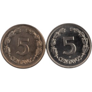 Ecuador 1937-46 5 Centavos (2 Coins)