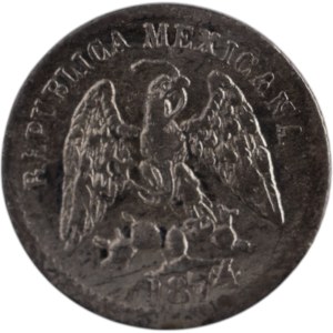 Mexico 1874/69 Ho R Silver 5 Centavos Rare