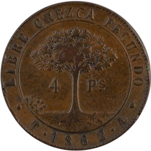 Honduras 4 pesos 1862 TA