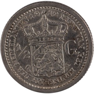 Netherlands 1912 Silver 1/2 Gulden Key Date