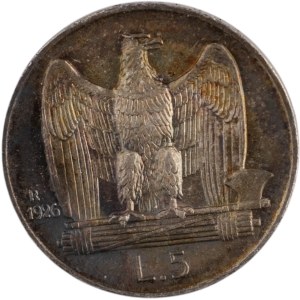 Italy 1926 R Silver 5 Lire