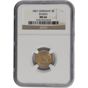 Germany 1867 Baden Silver 3 Kreuzer