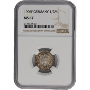 Germany 1906 F Silver 1/2 Mark