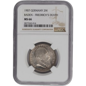 Germany 1907 Baden Silver 2 Mark