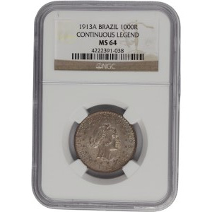 Brazil 1913 Silver 1000 Reis