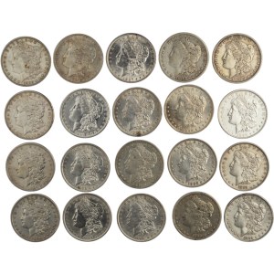 Stati Uniti 1882 - 1900 Lotto di dollari d'argento Morgan (20 pezzi)