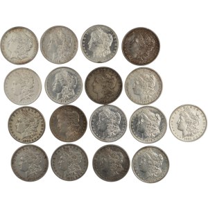 Stati Uniti 1878 - 1900 Lotto di dollari d'argento Morgan (17 pezzi)