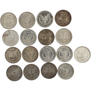 Stati Uniti 1878 - 1900 Lotto di dollari d'argento Morgan (17 pezzi)