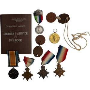 WWI Medal Lot, Stars, War and Victory Medal, Dog Tags