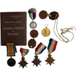 WWI Medal Lot, Stars, War and Victory Medal, Dog Tags