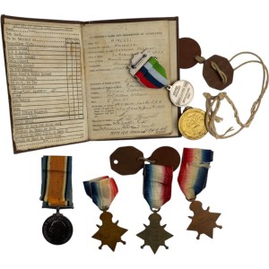 WWI Medal Lot, Stars, War and Victory Medal, Dog Tags