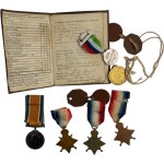 WWI Medal Lot, Stars, War and Victory Medal, Dog Tags