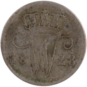 Paesi Bassi 1828 B Argento 25 centesimi Data Chiave