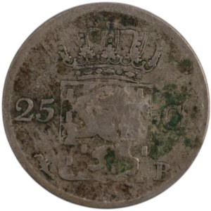 Paesi Bassi 1828 B Argento 25 centesimi Data Chiave